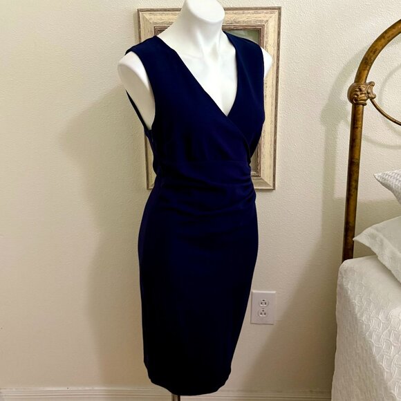 Auth. DIANE von FURSTENBERG Iconic DVF Navy Blue Sheath Dress - Picture 3 of 5